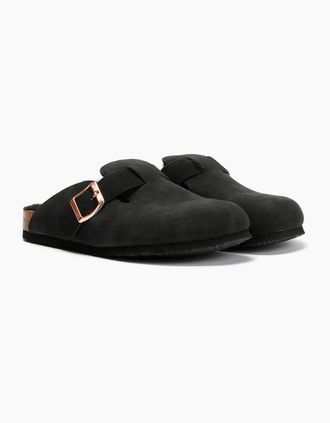 Original Penguin Womens Penguin Poppy Fur Suede Womens Black Mules - Cream - Size: 7