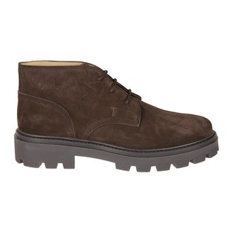 Tod's Tods, Lace-up Boots, male, Brown, Size: 9 1/2 US Suede Loafers Brown Stitching Rubber Sole