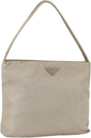 Prada Pre-owned Nylon Handtas - Dames - Vintage Schoudertas - Beige - ONE Size - Nylon - Vintage