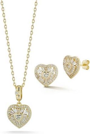 Glaze Jewelry CZ Heart Pendant & Stud Earrings Set in Gold at Nordstrom Rack