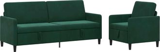 vidaXL Juego De Sof&aacute;s Con Almacenamiento 2 Uds. Verde Oscuro Poli&eacute;ster Vidaxl
