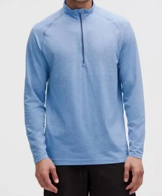 lululemon Metal Vent Tech Half Zip Top In Starch Blue/pool Party