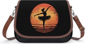 Generic Vintage Sunset Baller Silhouette Womens Crossbody Bag Fashion Shoulder Handbags Message Tote Bag with Adjustable Strap