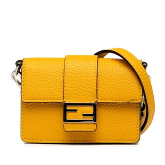 Fendi Tweedehands Micro Leren Flat Baguette Crossbody