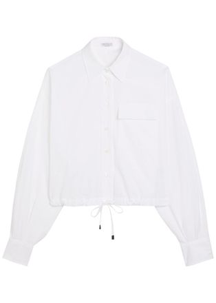 Brunello Cucinelli Drawstring Cotton-poplin Shirt - White - S (UK8-10 / S)