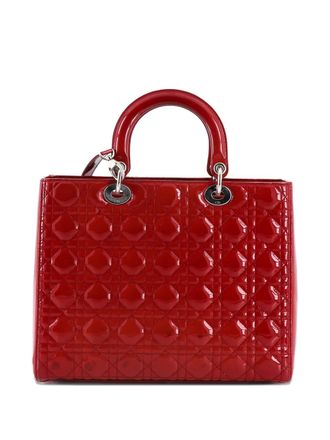Dior Vintage Lady Dior Bag Cannage Quilt Patent Large satchel - Rood