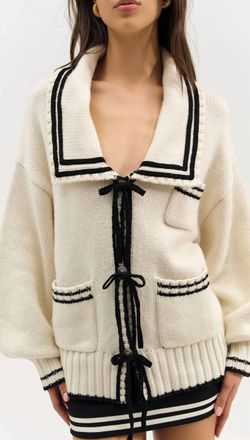 For Love & Lemons Marina Knit Cardigan In White