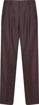 Sunflower Brown Pleated Wide-Leg Trousers