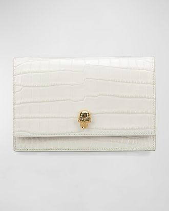 Alexander McQueen Mini Mock-Croc Crossbody Bag with Small Skull