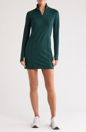 Beyond Yoga Westside Long Sleeve Ribbed Minidress in Midnight Green Heather Rib at Nordstrom Rack, Size X-Large