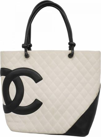 Chanel Black White Leather Tote Bag (Pre-Owned)
