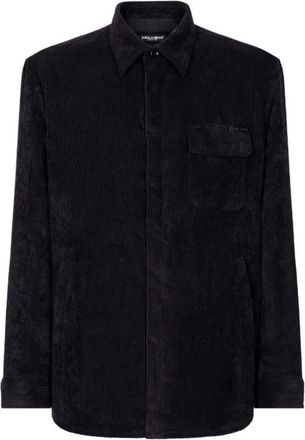 Dolce & Gabbana Corduroy Shirt Jacket - Heren - Casual Overhemden - Zwart - L - Polyester - Overhemden