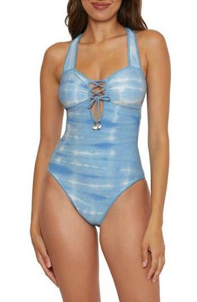 BECCA by Rebecca Virtue Washed Away One-Piece Swimsuit in Ice Blue at Nordstrom Rack, Size Medium