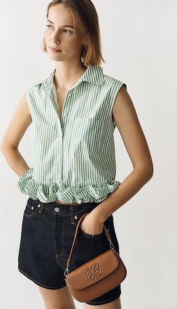Maeve Cotton Ruffle Buttondown Shirt