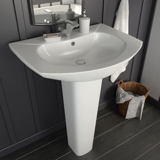 vidaXL Lavabo De Pie De Cer&aacute;mica Blanco 650x520x200 Mm Vidaxl