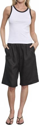 Enza Costa Linen Bermuda Short In Black