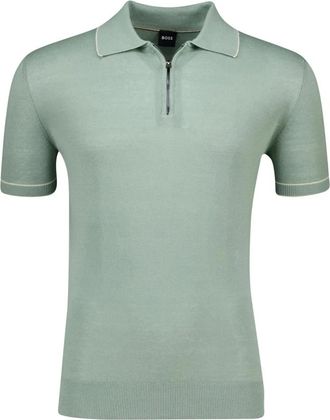 HUGO BOSS Tops, Heren, Groen, M, Groene poloshirt met korte mouw