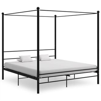 Berkfield Home Canopy Bed Frame Black Metal 180x200 cm Super King