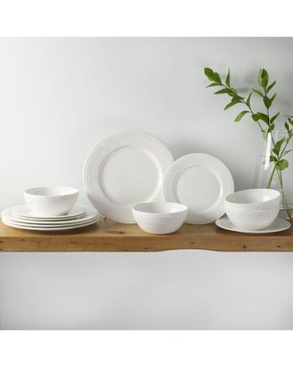 Mikasa Ashlyn 12Pc Lightweight Chip-Resistant Bone China Dinnerware Set, Service For 4