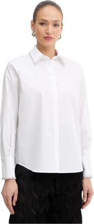 Karl Lagerfeld Overhemden, Dames, Wit, S, Katoen, Klassiek Katoenen Shirt