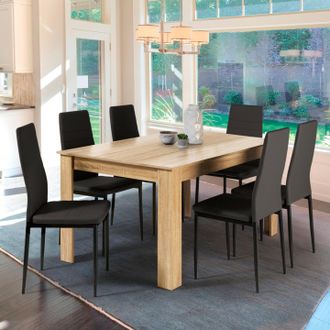 IDMarket Georgia Mesa De Comedor Para 6 En Imitaci&oacute;n Haya 140 X 90 Cm