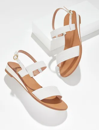Talbots Gracelyn Nappa Wedge Sandals - White - 10 1/2 M Talbots