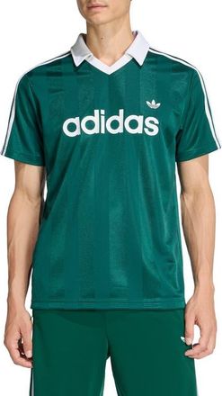 adidas Short Sleeve Stripe Soccer Jersey in Collegiate Green at Nordstrom, Size Xx-Large