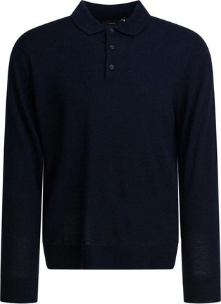 Vince Tops, Heren, Blauw, M, Wol, Wol Pique Sweater