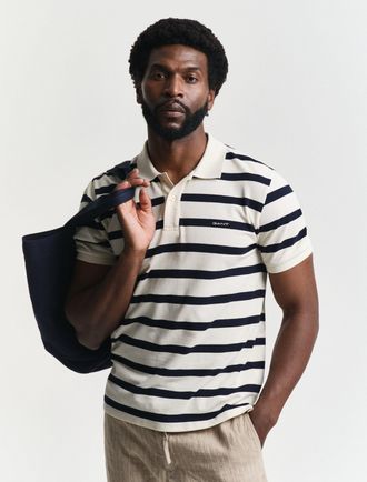GANT Men Striped Polo Shirt (XXXL) CREAM