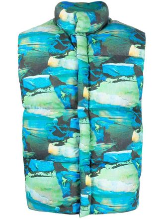 ERL Unisex Printed Quilted Puffer Vest Woven Clothing