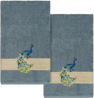 Linum Home Textiles 100% Turkish Cotton Penelope 2Pc Embellished Bath Towel Set