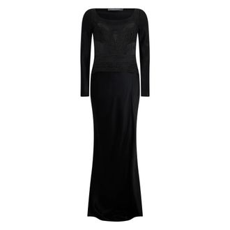 Alberta Ferretti Lange Jurk - Dames - Avondkleed - Zwart - S - Kleedjes