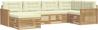 vidaXL Set Di Divani Da Esterno 6 Pz Bianco E Crema Poliestere Vidaxl