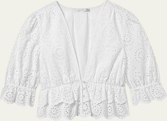 Frame Denim The Solstice Eyelet Blouse