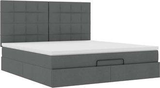 vidaXL Vidaxl - Estructura Cama Otomana Colch&oacute;n Tela Gris Oscuro 160x200 Cm