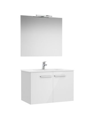 Roca Roca - Pack Mueble Base Con Puertas + Lavabo + Espejo + Aplique Led Victoria