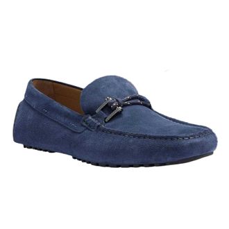 HUGO BOSS Platte su&egrave;de mocassins voor heren (Blauw)