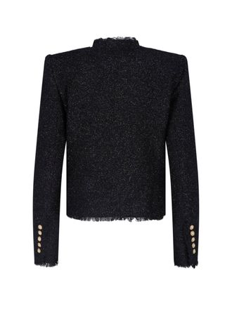 Balmain Womens Jackets Black Virgin Wool