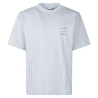 Dr&ocirc;le de Monsieur T-Shirts, male, Blue, Size: M Calligraphy Slogan T-Shirt