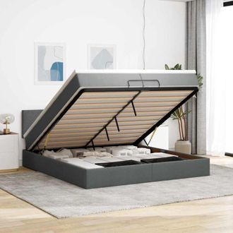 vidaXL Estructura Cama Otomana Colchones Tela Gris Oscuro 200x200cm Vidaxl
