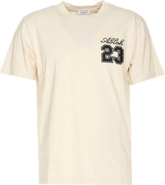 Off-white Tops, Heren, Beige, S, Katoen, Beige Print T-shirt Herfst/Winter