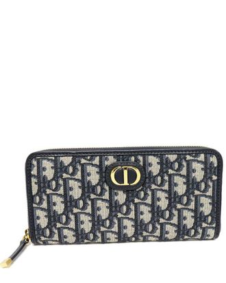 Dior Calf Round Zip Long Wallet Navy Beige (Authentic Pre-Loved)