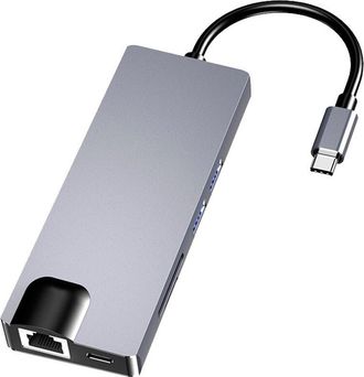 OEM Hub Usb-c 8 En 1 Con Hdmi + Vga + 2x Usb 3.0 + Usb-c Pd + Sd/tf + Rj45 1000 Mbps
