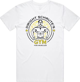 Sanfran Clothing Dwight Gym for Muscles Top Funny US Office Michael Scott T-Shirt Extra Large/White
