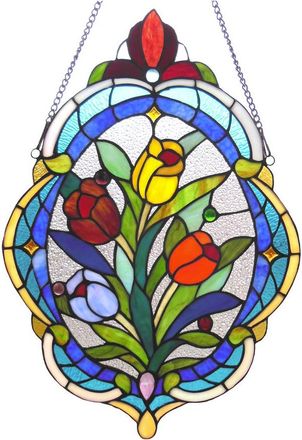 Chloe Lighting KELDA Tiffany-glass Tulip Window Panel 15.5x22.5