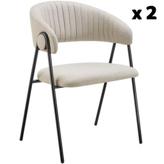 TecTake 2 sillas de comedor de tejido acolchado 60 x 58 x 85 cm beige/gris
