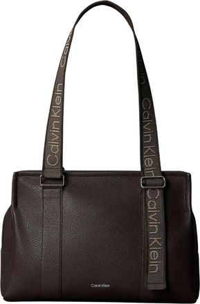 Calvin Klein Logo Strap Tote Bag - Dames - Schoudertassen - Bruin - ONE Size - Leer - Tassen