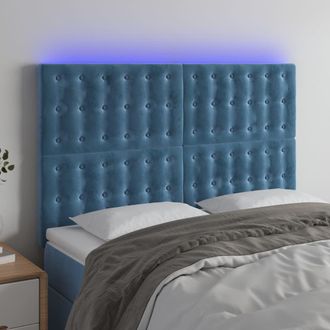 vidaXL Cabecero Con Luces Led Terciopelo Azul Oscuro 144x5x118/128 Cm Vidaxl