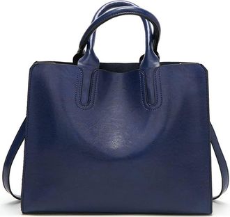 Generic Vegan Leather Satchel Handbags for Women Tote Top Handle Crossbody Bag Fashion Shoulder Bag Ladies Large Purses (Blue)