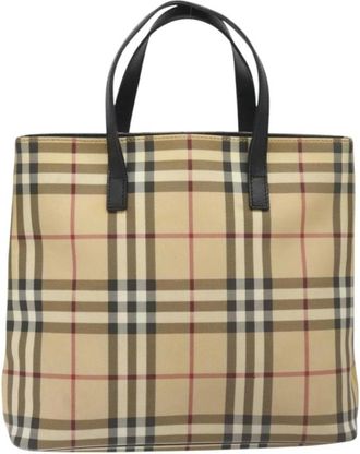 Burberry Pre-owned Tote Bags, female, Beige, Size: ONE SIZE Pre-owned Vintage Check Canvas Tote Bag